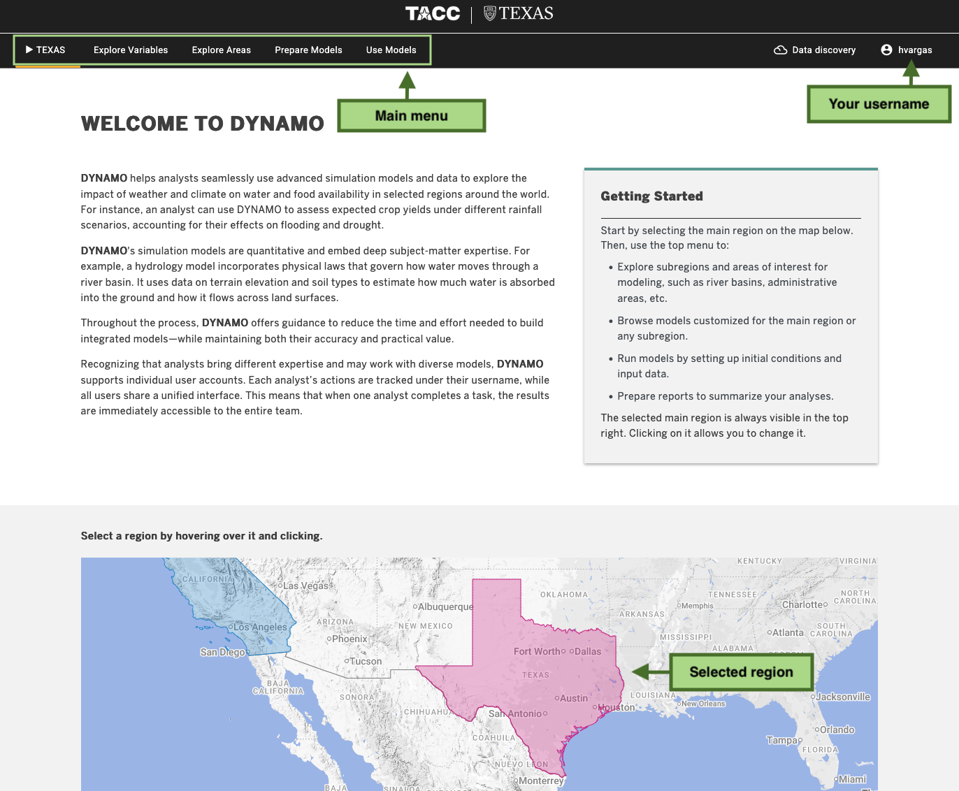 Main page - logged in