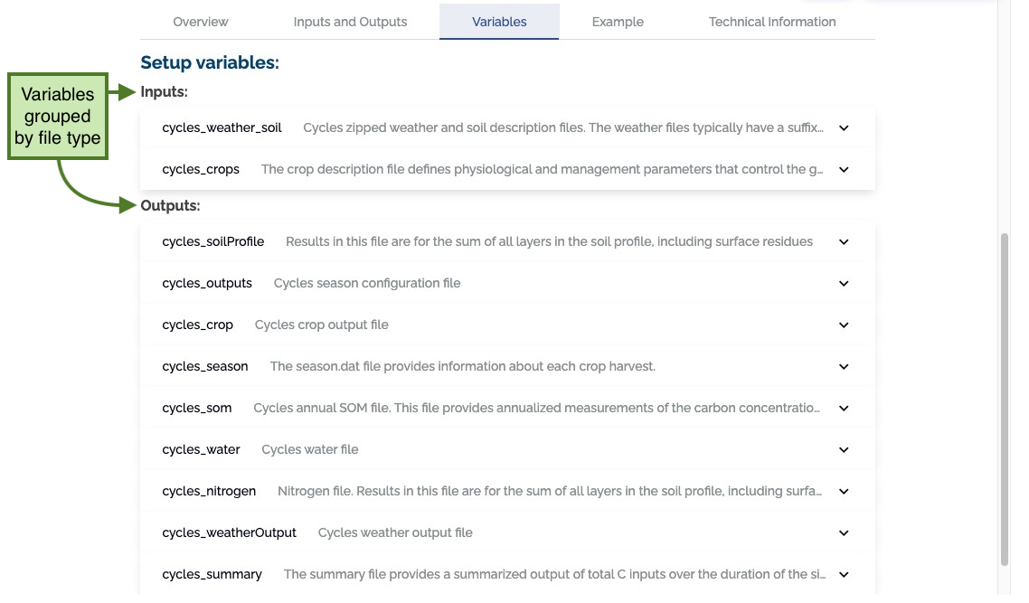 Variables tab